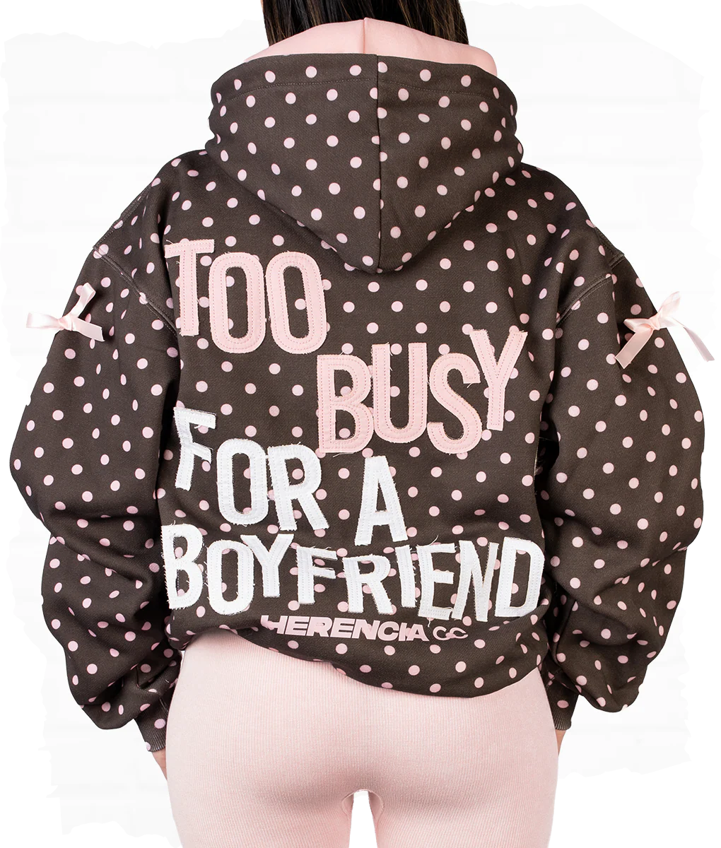 Too Busy For A Boyfriend Polka Dot Hoodie - Image 3